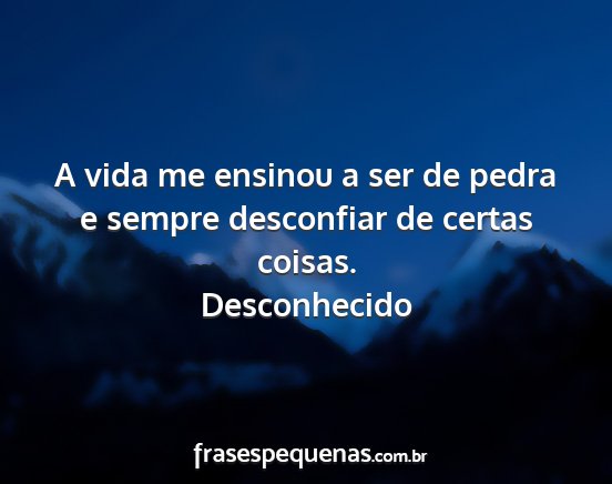 Desconhecido - A vida me ensinou a ser de pedra e sempre...