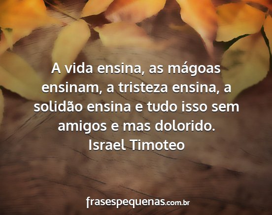 Israel Timoteo - A vida ensina, as mágoas ensinam, a tristeza...