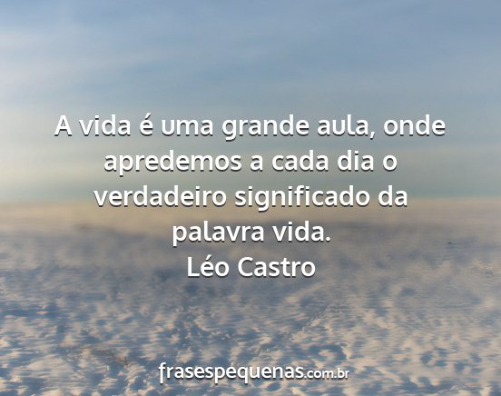 Léo Castro - A vida é uma grande aula, onde apredemos a cada...