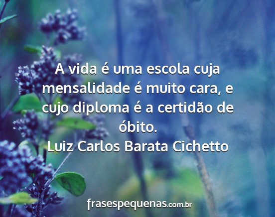 Luiz Carlos Barata Cichetto - A vida é uma escola cuja mensalidade é muito...