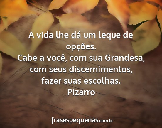 Pizarro - A vida lhe dá um leque de opções. Cabe a...