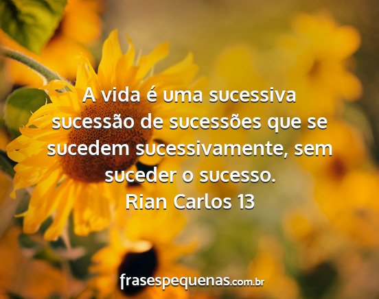 Rian Carlos 13 - A vida é uma sucessiva sucessão de sucessões...