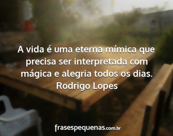 Rodrigo Lopes - A vida é uma eterna mímica que precisa ser...