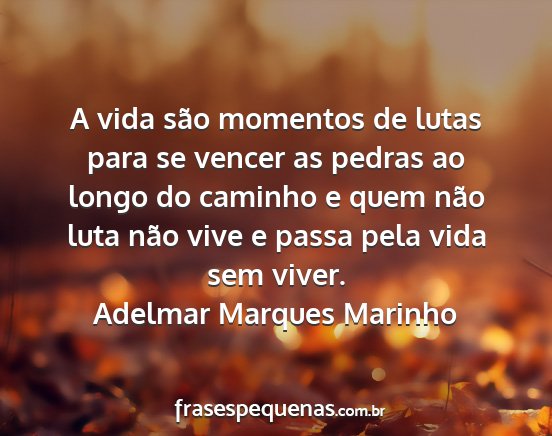 Adelmar Marques Marinho - A vida são momentos de lutas para se vencer as...