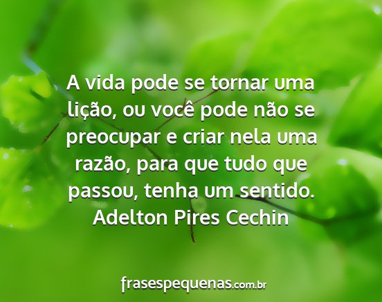 Adelton Pires Cechin - A vida pode se tornar uma lição, ou você pode...