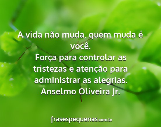 Anselmo Oliveira Jr. - A vida não muda, quem muda é você. Força para...