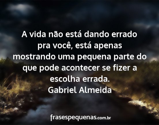Gabriel Almeida - A vida não está dando errado pra você, está...