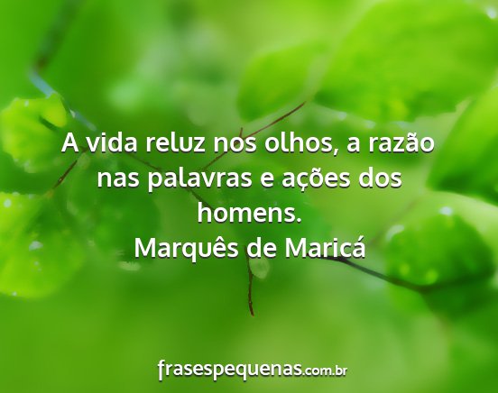 Marquês de Maricá - A vida reluz nos olhos, a razão nas palavras e...