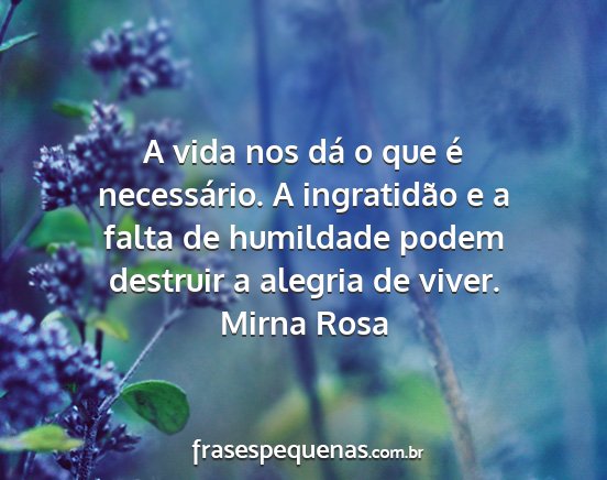 Mirna Rosa - A vida nos dá o que é necessário. A...