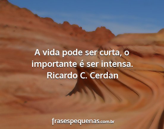 Ricardo C. Cerdan - A vida pode ser curta, o importante é ser...