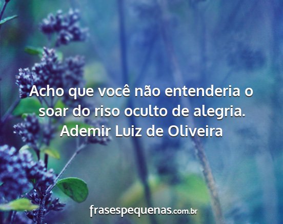 Ademir Luiz de Oliveira - Acho que você não entenderia o soar do riso...