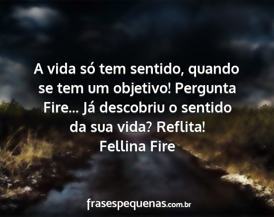 Fellina Fire - A vida só tem sentido, quando se tem um...