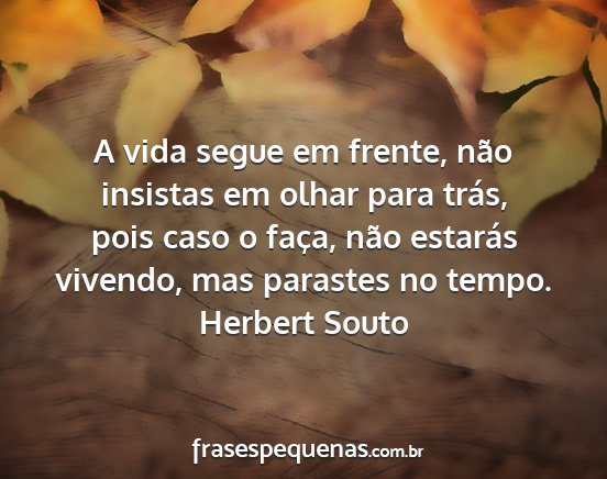 Herbert Souto - A vida segue em frente, não insistas em olhar...