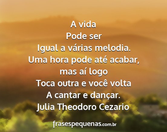 Julia Theodoro Cezario - A vida Pode ser Igual a várias melodia. Uma hora...