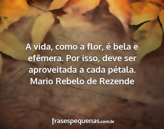 Mario Rebelo de Rezende - A vida, como a flor, é bela e efêmera. Por...