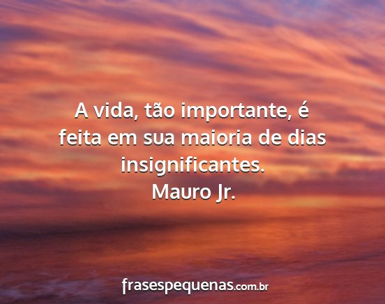 Mauro Jr. - A vida, tão importante, é feita em sua maioria...