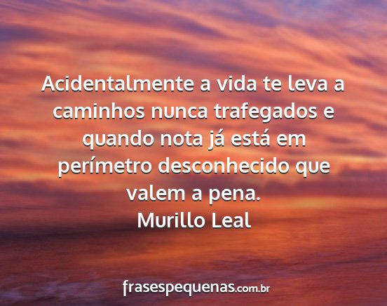 Murillo Leal - Acidentalmente a vida te leva a caminhos nunca...