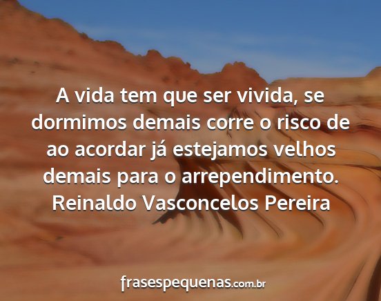 Reinaldo Vasconcelos Pereira - A vida tem que ser vivida, se dormimos demais...