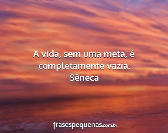 Sêneca - A vida, sem uma meta, é completamente vazia....