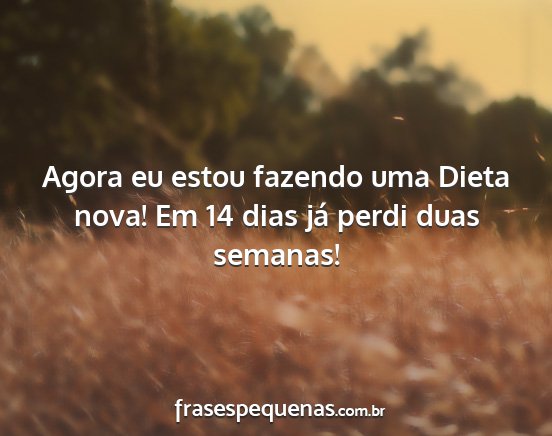 Agora eu estou fazendo uma Dieta nova! Em 14 dias...