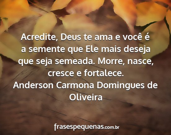 Anderson Carmona Domingues de Oliveira - Acredite, Deus te ama e você é a semente que...