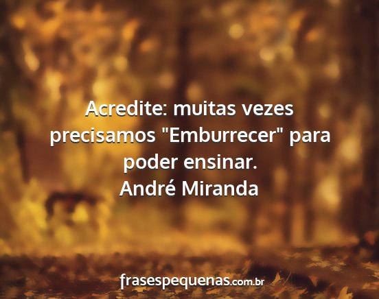 André Miranda - Acredite: muitas vezes precisamos Emburrecer...