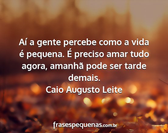 Caio Augusto Leite - Aí a gente percebe como a vida é pequena. É...