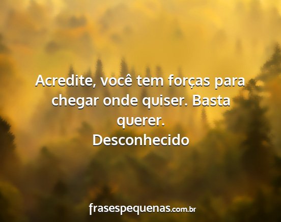 Desconhecido - Acredite, você tem forças para chegar onde...