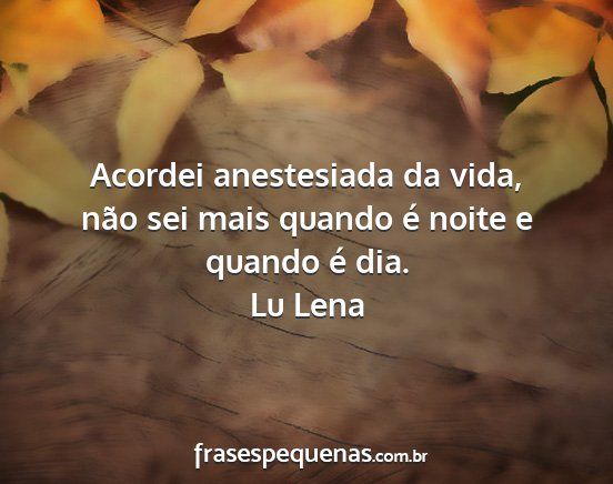 Lu Lena - Acordei anestesiada da vida, não sei mais quando...