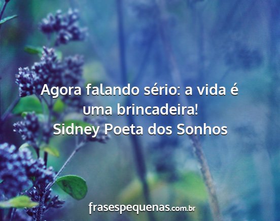 Sidney Poeta dos Sonhos - Agora falando sério: a vida é uma brincadeira!...