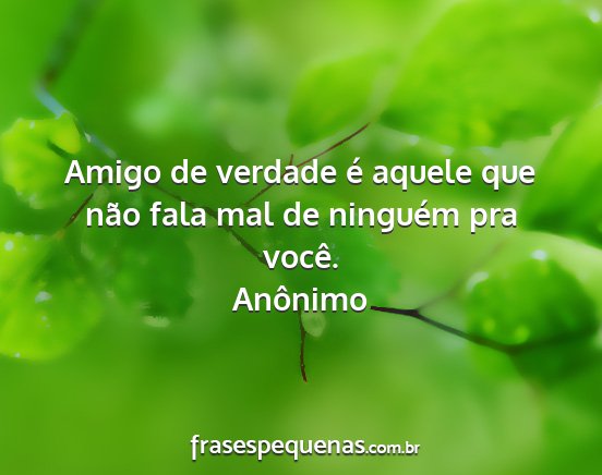 Anônimo - Amigo de verdade é aquele que não fala mal de...