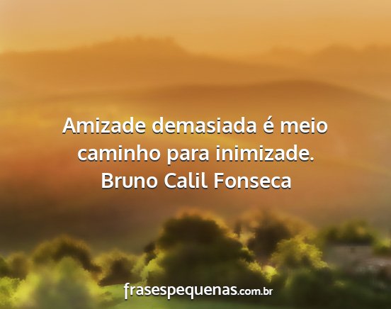Bruno Calil Fonseca - Amizade demasiada é meio caminho para inimizade....