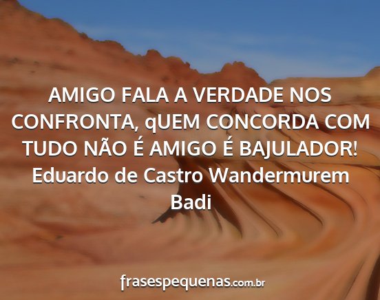 Eduardo de Castro Wandermurem Badi - AMIGO FALA A VERDADE NOS CONFRONTA, qUEM CONCORDA...