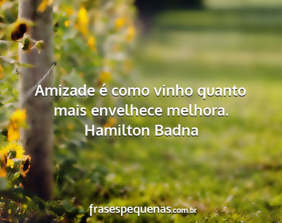 Hamilton Badna - Amizade é como vinho quanto mais envelhece...
