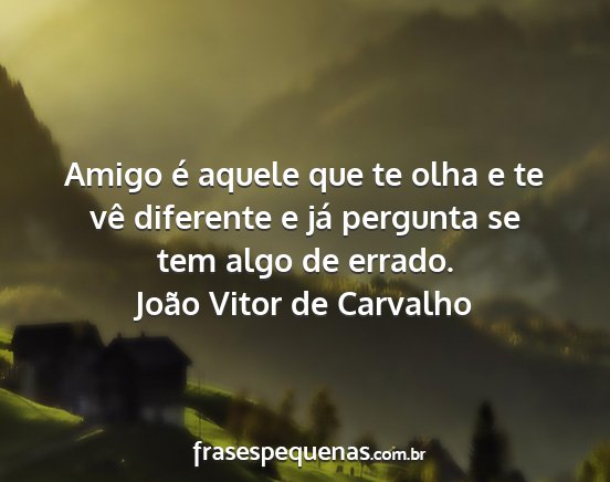 João Vitor de Carvalho - Amigo é aquele que te olha e te vê diferente e...