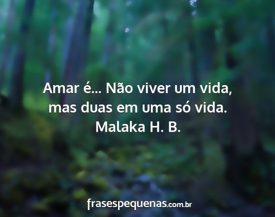 Malaka H. B. - Amar é... Não viver um vida, mas duas em uma...