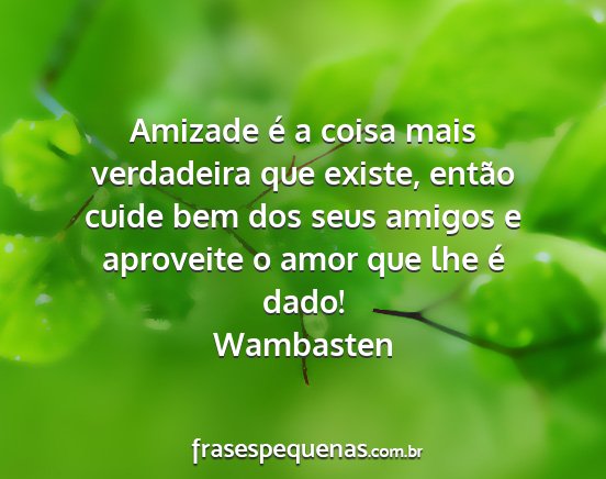 Wambasten - Amizade é a coisa mais verdadeira que existe,...