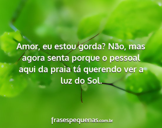 Amor, eu estou gorda? Não, mas agora senta...