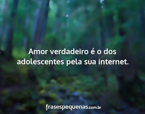 Amor verdadeiro é o dos adolescentes pela sua...