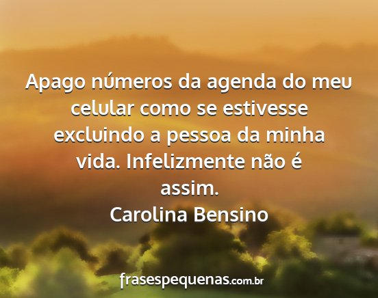 Carolina Bensino - Apago números da agenda do meu celular como se...