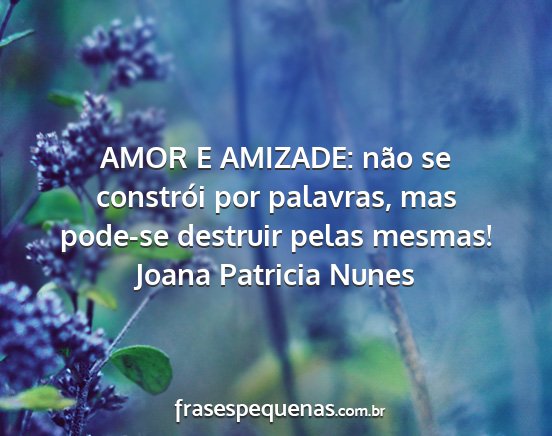 Joana Patricia Nunes - AMOR E AMIZADE: não se constrói por palavras,...