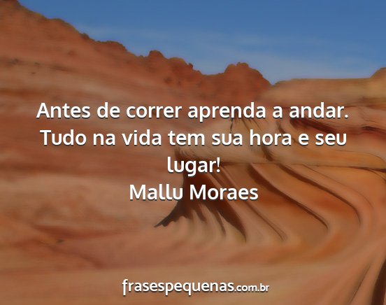 Mallu Moraes - Antes de correr aprenda a andar. Tudo na vida tem...