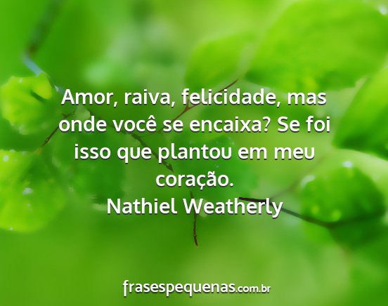 Nathiel Weatherly - Amor, raiva, felicidade, mas onde você se...