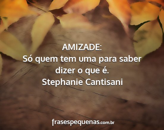 Stephanie Cantisani - AMIZADE: Só quem tem uma para saber dizer o que...