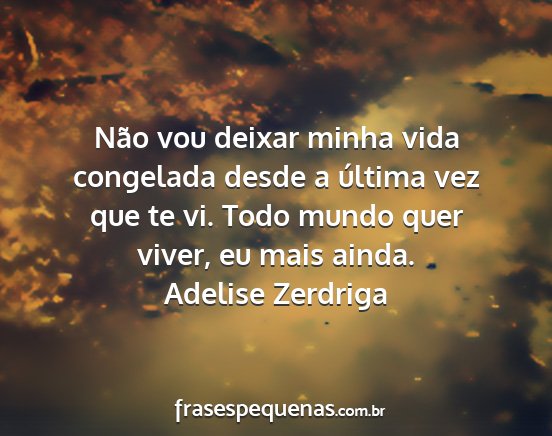 Adelise Zerdriga - Não vou deixar minha vida congelada desde a...