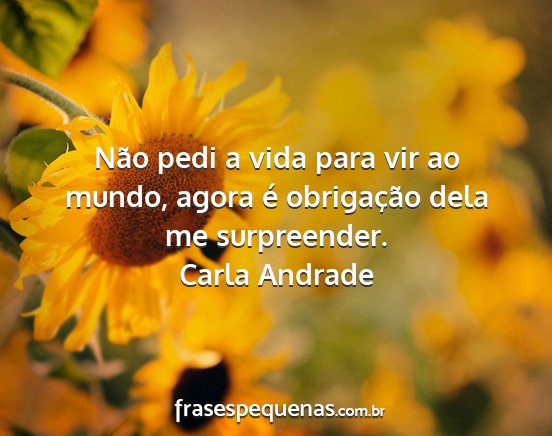 Carla Andrade - Não pedi a vida para vir ao mundo, agora é...