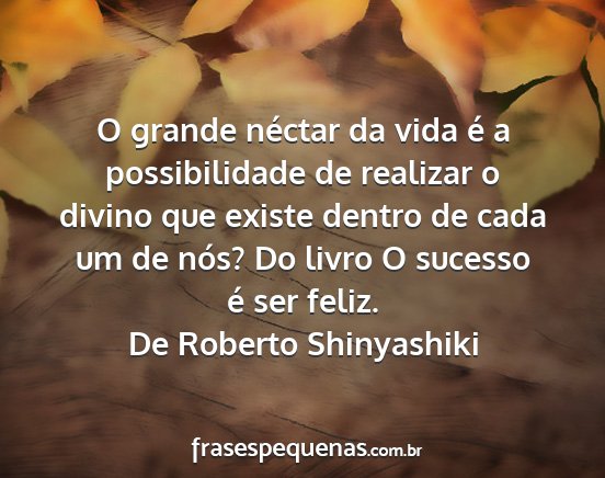 De Roberto Shinyashiki - O grande néctar da vida é a possibilidade de...