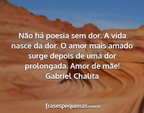 Gabriel Chalita - Não há poesia sem dor. A vida nasce da dor. O...