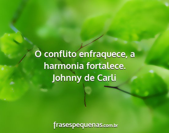 Johnny de Carli - O conflito enfraquece, a harmonia fortalece....