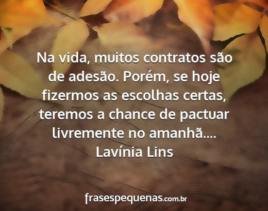 Lavínia Lins - Na vida, muitos contratos são de adesão....